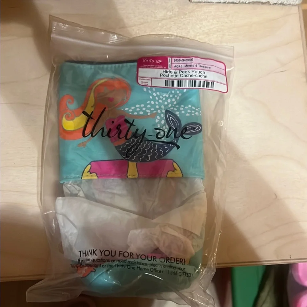 Thirty-One Teal Mermaid Hide & Peek Pouch